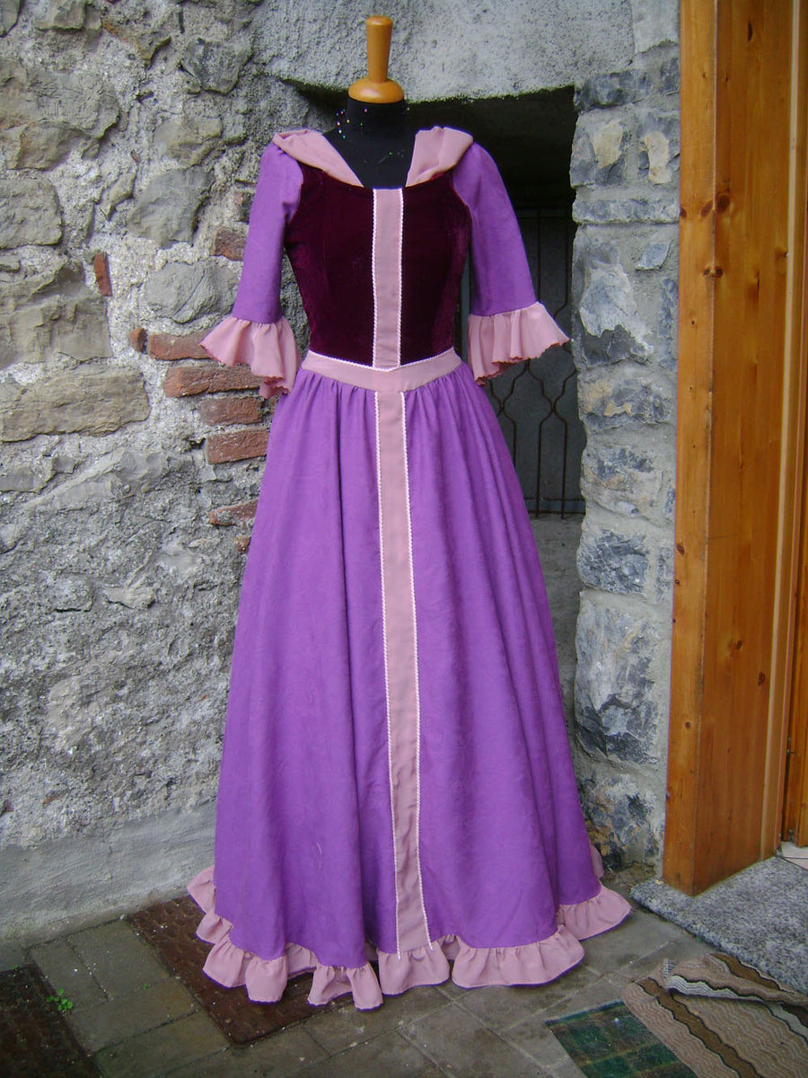strapless open back dress Princess Belle Pink Satin with Embroidered Gold Accent Beauty and Beast Cosplay Costume with Boning / Traditional Lace Tie / with Cape main image 1