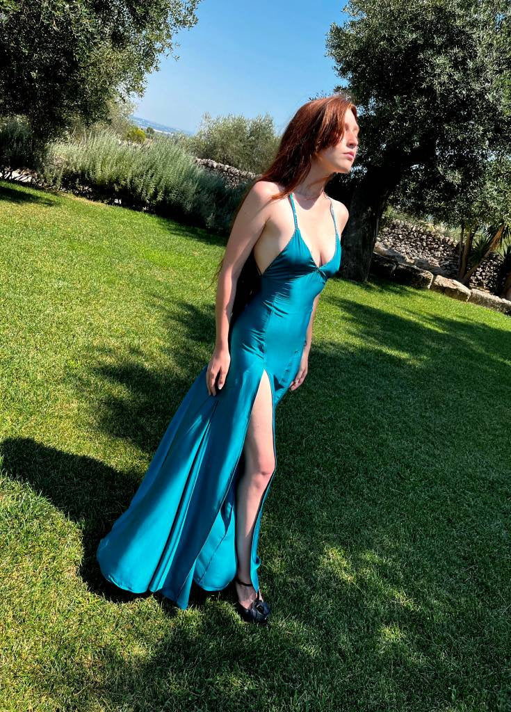 strapless open back dress Scarface Dress Romantic Evening Satin Hand Applied Beads Dress Romanti –  Cosplayrr