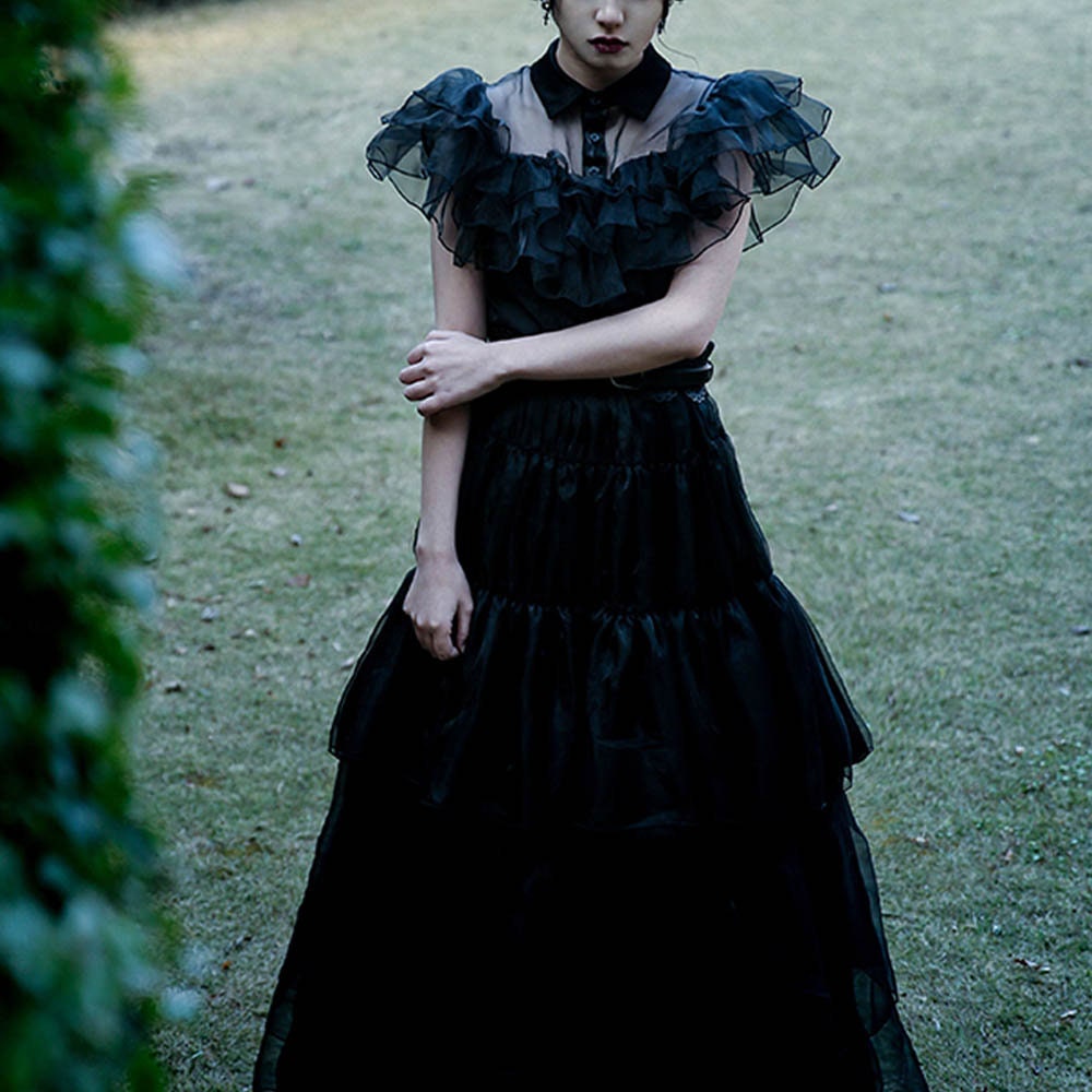 The Addams Family Wednesday Halloween Suit Wednesday Addams Dance Dres –  Cosplayrr