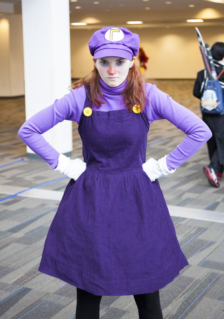 waluigi handschuhe Female Waluigi Costume Adults for Women with Cap Gloves – Cosplayrr