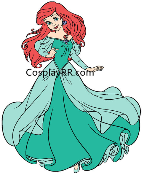 Little Mermaid Ariel green dress cosplay costume plus size
