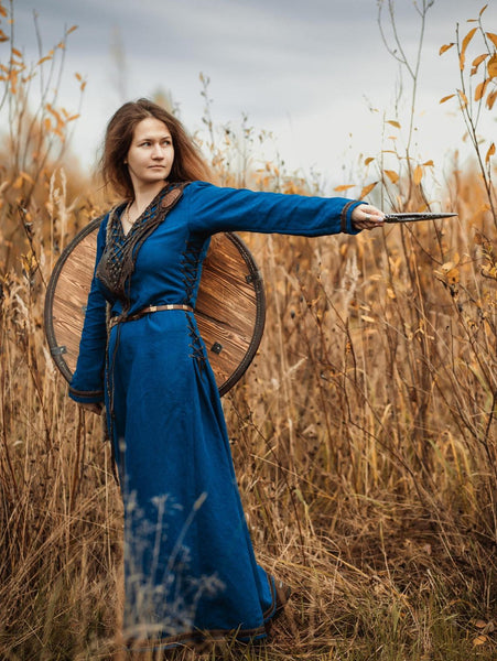 Medieval Dress Renaissance dress viking dress Medieval Fantasy Blue Linen Dress “Lagertha” Long Dress Women's Dress