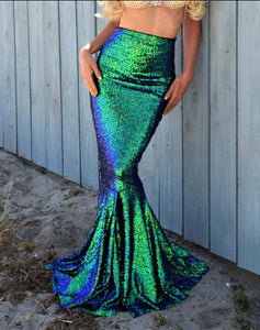 Green High Waist Sexy Adult Mermaid Costume Sequin Mermaid Tail Skirt