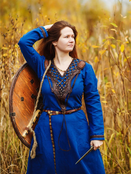 Medieval Dress Renaissance dress viking dress Medieval Fantasy Blue Linen Dress “Lagertha” Long Dress Women's Dress