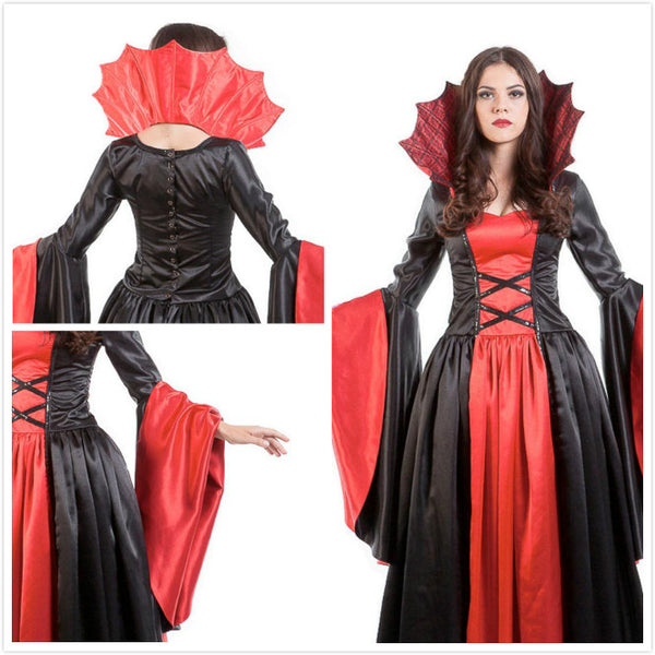 Vampiress Size 14 A fatally charming red and black satin vampire dress Vampire Costume Women's