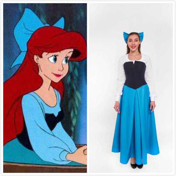 Princess outfit Blue dress Halloween costume Ariel cosplay costume from The Little Mermaid movie