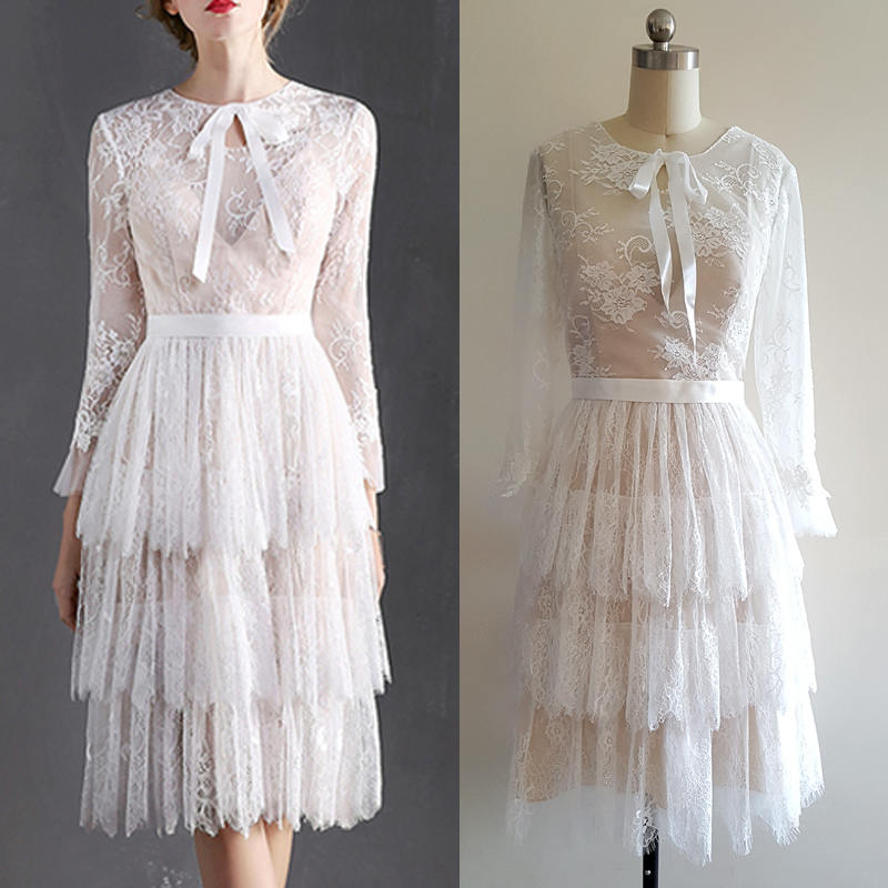 Lace Dress 20s Lace wedding dress long sleeve wedding dress  Bohemian wedding 1920s Wedding Dress Boho Wedding Dress Flapper