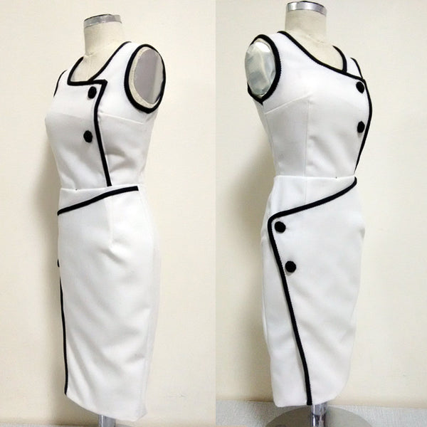 White Dress Custom dress Hollywood Glamour Tailored Dress Work dress Vintage 50s 1950s dress Pencil dress Rockabilly Madmen