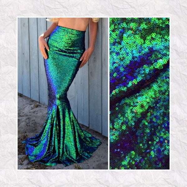 Green High Waist Sexy Adult Mermaid Costume Sequin Mermaid Tail Skirt