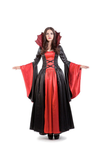 Vampiress Size 14 A fatally charming red and black satin vampire dress Vampire Costume Women's