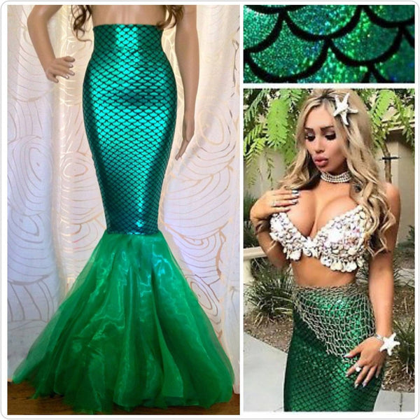 Sexy High Waist Adult Halloween Costume Fish Scale Mermaid Costume Tail Skirt