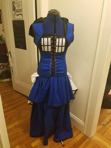 Tardis Steampunk Dress Blue Tardis Dress Corset Cosplay Costume