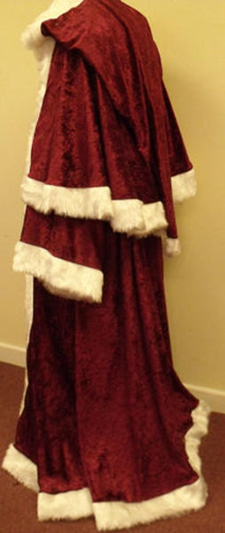 Victorian Santa Xmas Robe with jacket and trousers Maroon crushed velvet St Nicholas Father Christmas