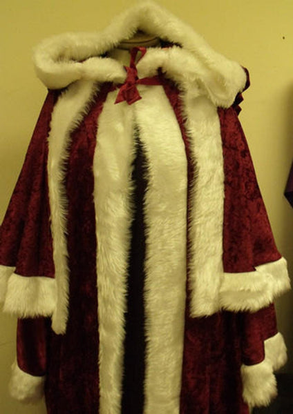 Victorian Santa Xmas Robe with jacket and trousers Maroon crushed velvet St Nicholas Father Christmas