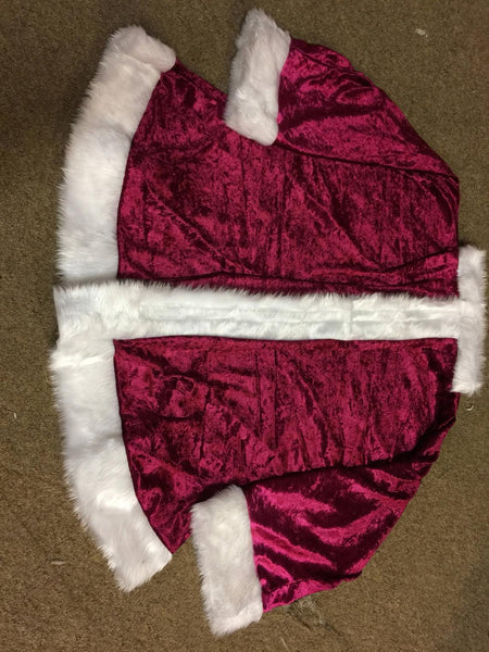 Victorian Santa Xmas Robe with jacket and trousers Maroon crushed velvet St Nicholas Father Christmas