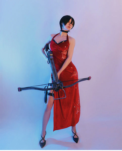 Women Cheongsam Wig Outfit Ada Wong Cosplay Costume Dresses