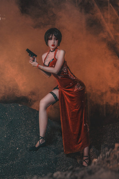 Women Cheongsam Wig Outfit Ada Wong Cosplay Costume Dresses