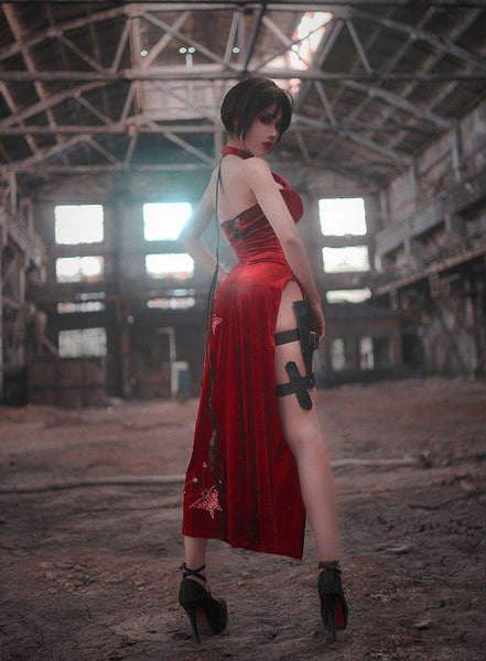 Women Cheongsam Wig Outfit Ada Wong Cosplay Costume Dresses