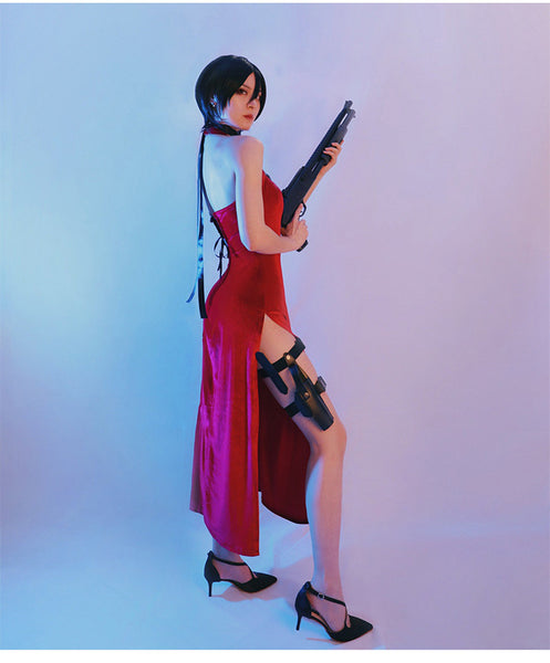 Women Cheongsam Wig Outfit Ada Wong Cosplay Costume Dresses