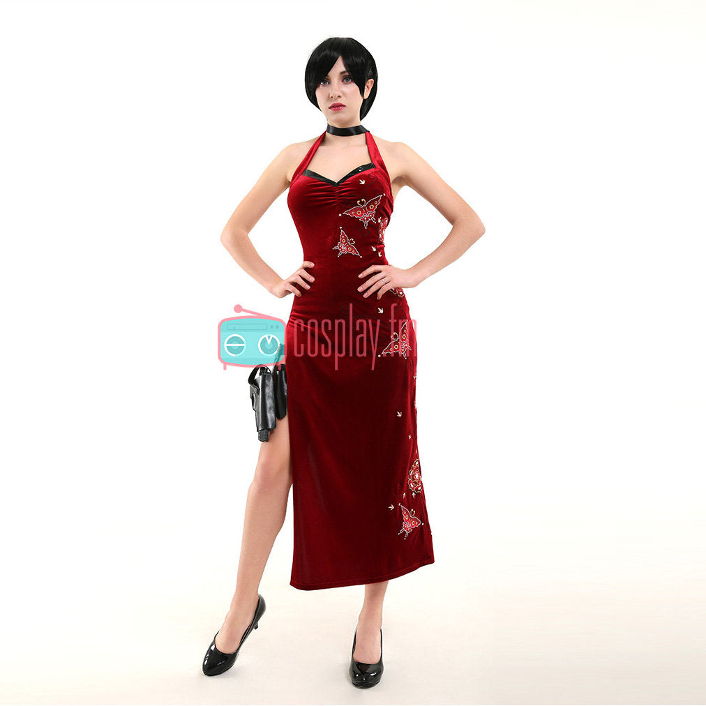 Women Cheongsam Wig Outfit Ada Wong Cosplay Costume Dresses