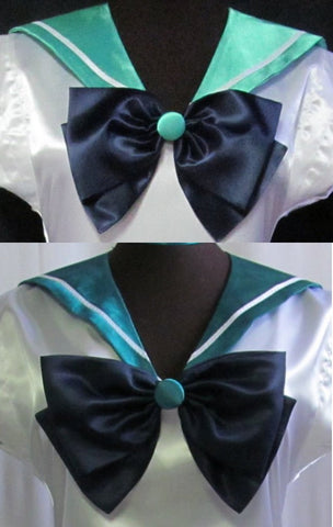 Cosplay Costume Anime Accessory Teal Collar Navy Bow Fuku Adult Size Sailor Neptune Collar and Bows Accessory ONLY Moon Scout