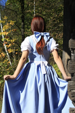 Cosplay Beauty and the Beast eHalloween Costume Cosplay Costume Adult blue dress Belle with short sleeves Dress in the Bavarian style