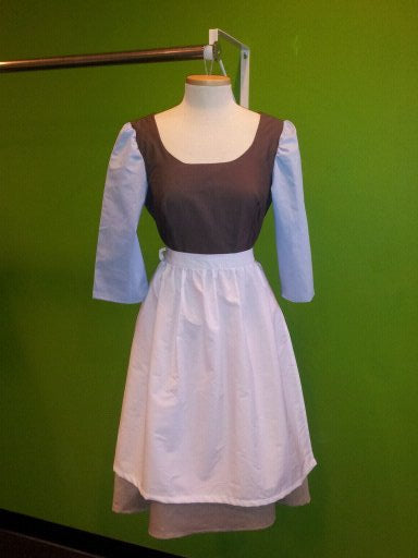 Knee length or mid calf Apron only