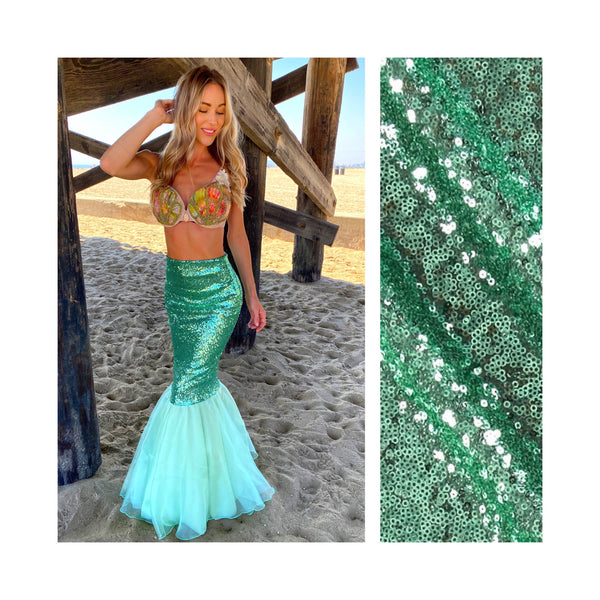 Tail skirt Halloween costume Aqua blue sequin mermaid