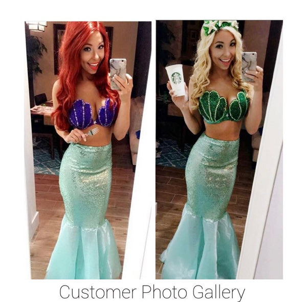 Tail skirt Halloween costume Aqua blue sequin mermaid