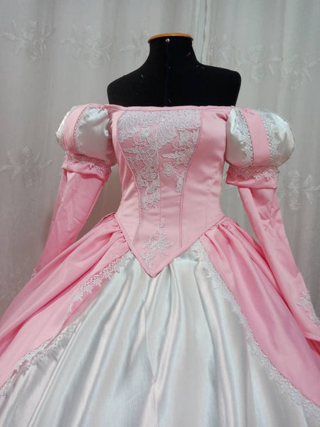 Little mermaid+hoopskirt Ariel pink dress Cosplay costume princess