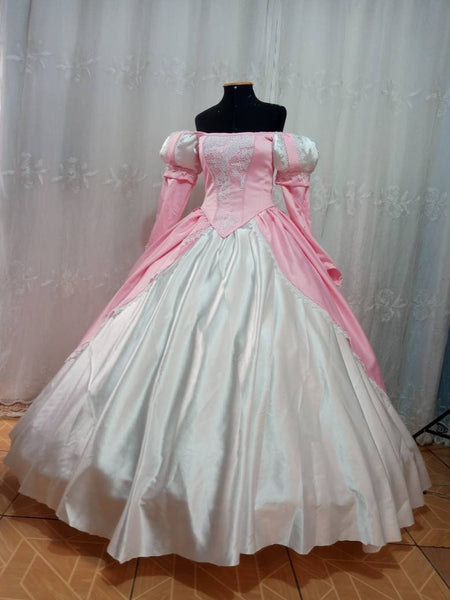 Little mermaid+hoopskirt Ariel pink dress Cosplay costume princess