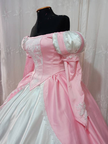 Little mermaid+hoopskirt Ariel pink dress Cosplay costume princess