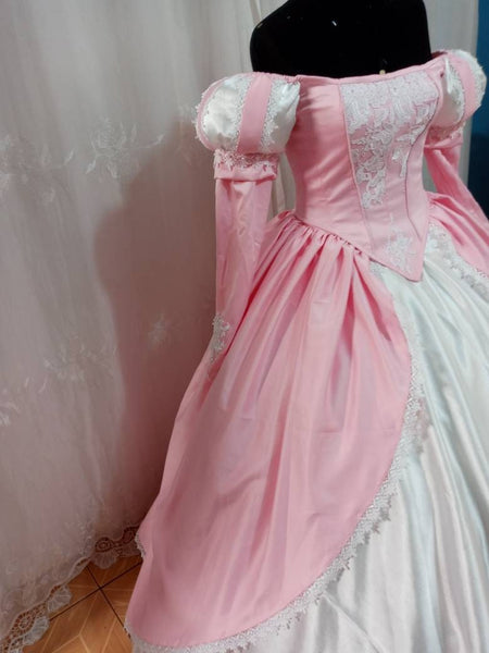 Little mermaid+hoopskirt Ariel pink dress Cosplay costume princess