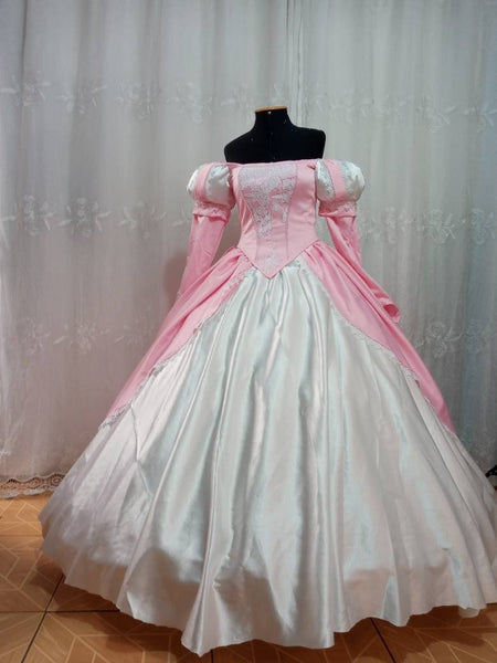 Little mermaid+hoopskirt Ariel pink dress Cosplay costume princess