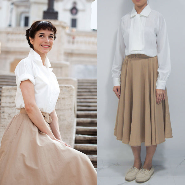 1950s Blouse summer blouse audrey hepburn top movie style Princess Ann blouse Audrey Hepburn Shirt Roman Holiday Pleated Blouse