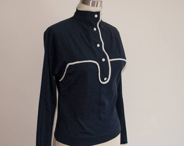 Custom Made Top Women Blouse Blue Blouse Vintage Blouse Audrey Hepburn Knit Sweater 100% Wool 1950s blouse