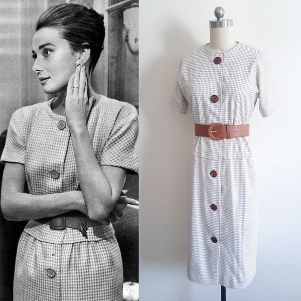 Holly Golightly dress Houndstooth dress 1960s dress vintage movie dress Custom Made dress Audrey Hepburn dress Breakfast at tiffany