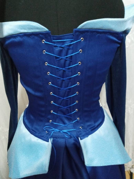 Customade cosplay princess Sleeping Beauty Aurora costume READY FOR SHIP blue dress