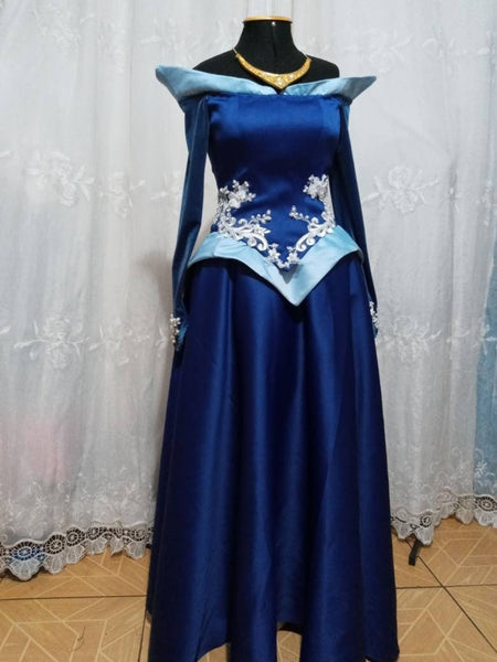 Customade cosplay princess Sleeping Beauty Aurora costume READY FOR SHIP blue dress