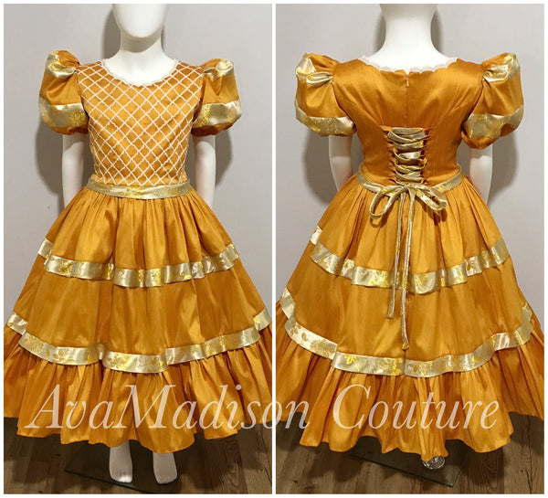 Lattice Bodice Brocade detail Victorian Dress AvaGilda Princess Girl Dress