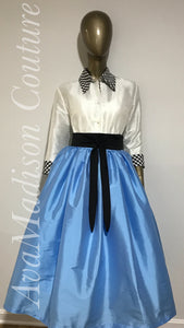 Three Quarter Length Sleeves Women Handmade AvaJulia SHIRT Pointed collar in black Gingham.