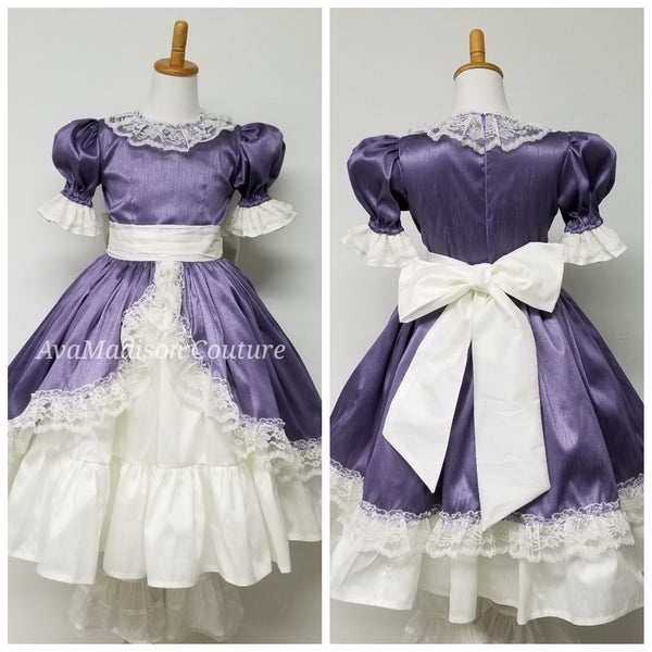 Girls Victorian Dress Ballet Recitals Birthday Party Many COLORS Available AvaLynn Princess Girl Dress Ruffles Puff Sleeves Ribbon