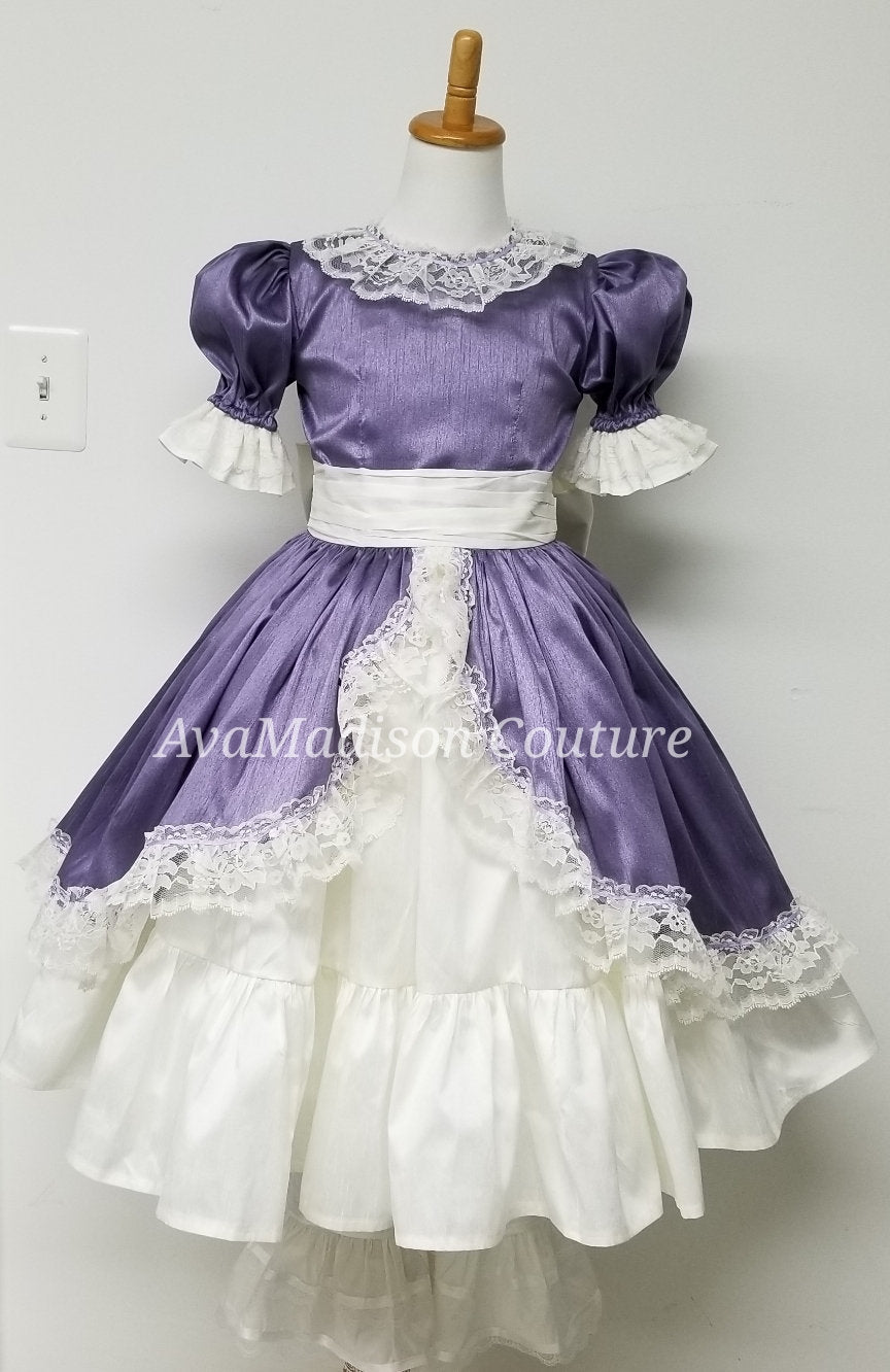Girls Victorian Dress Ballet Recitals Birthday Party Many COLORS Available AvaLynn Princess Girl Dress Ruffles Puff Sleeves Ribbon