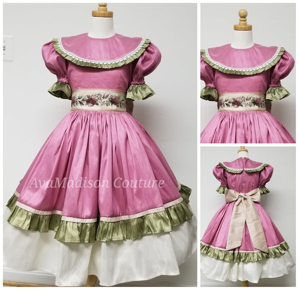 Puff Sleeves Girls Victorian Dress Weddings Birthday Party Ballet AvaMarie Princess Flower Girl Dress Ruffles Collar