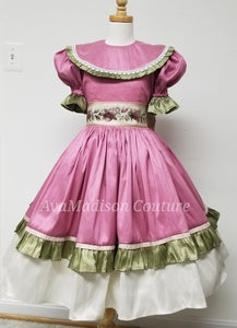 Puff Sleeves Girls Victorian Dress Weddings Birthday Party Ballet AvaMarie Princess Flower Girl Dress Ruffles Collar