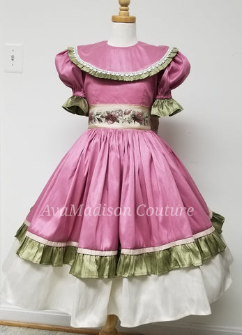 Puff Sleeves Girls Victorian Dress Weddings Birthday Party Ballet AvaMarie Princess Flower Girl Dress Ruffles Collar