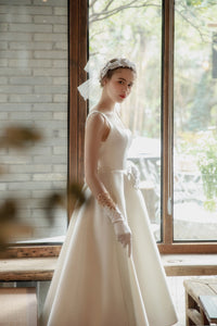 Simple wedding dress open back dress short wedding dress modern bridal dress Custom wedding gown Audrey hepburn Backless Wedding dress