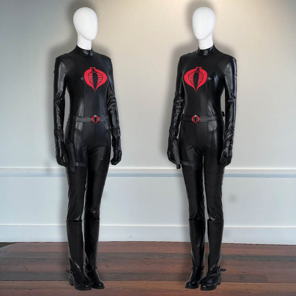 Uniform GI JOE A Real American Hero Cobra's Intelligence Officer Halloween Outfit Baroness Cosplay Black Jumpsuit Costume