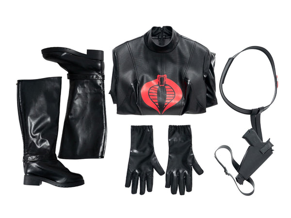 Uniform GI JOE A Real American Hero Cobra's Intelligence Officer Halloween Outfit Baroness Cosplay Black Jumpsuit Costume