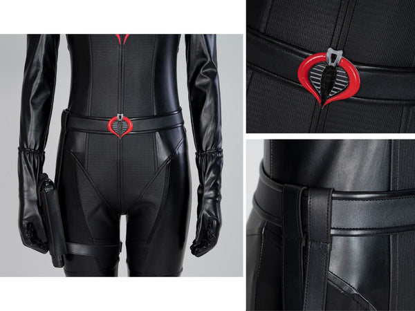 Uniform GI JOE A Real American Hero Cobra's Intelligence Officer Halloween Outfit Baroness Cosplay Black Jumpsuit Costume